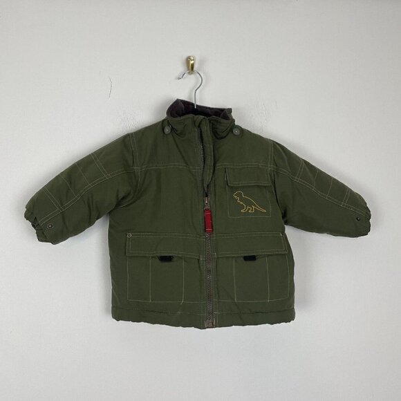 Greendog Baby Toddler  18 Month Olive Green Dino Jacket Coat Missing Good - Picture 1 of 7